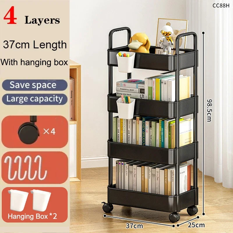 Kitchen Organizers And Storage Rack Household Cart With Wheels Multifunctional Home Accessories Mobile Rack Trolley Bookshelf