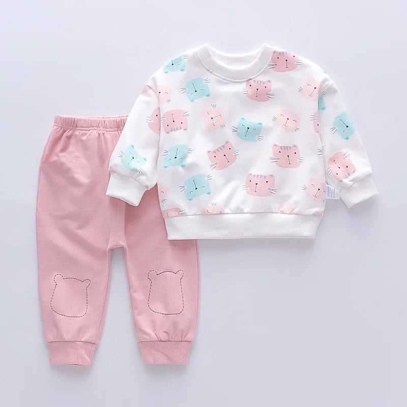 New Autumn Baby Girl Clothes Suit Children Cartoon T-Shirt Pants 2Pcs/Set Toddler Casual Costume Infant Clothing Kids Tracksuits