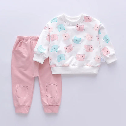 New Autumn Baby Girl Clothes Suit Children Cartoon T-Shirt Pants 2Pcs/Set Toddler Casual Costume Infant Clothing Kids Tracksuits