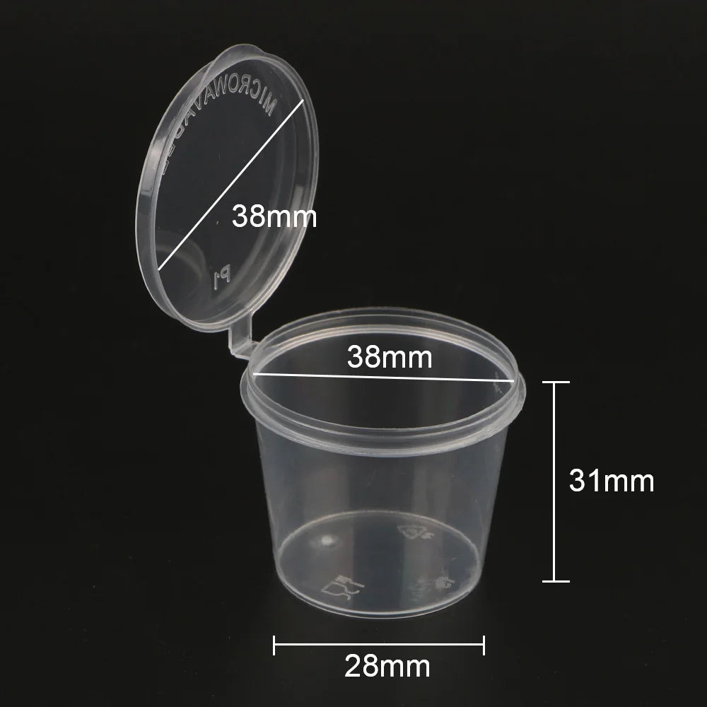 100Pcs/300Pcs Chutney Chili Sauce Cups Plastic Clear Food Small Sauce Container Box With Lids Disposable Sauce Pot