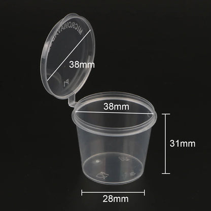 100Pcs/300Pcs Chutney Chili Sauce Cups Plastic Clear Food Small Sauce Container Box With Lids Disposable Sauce Pot