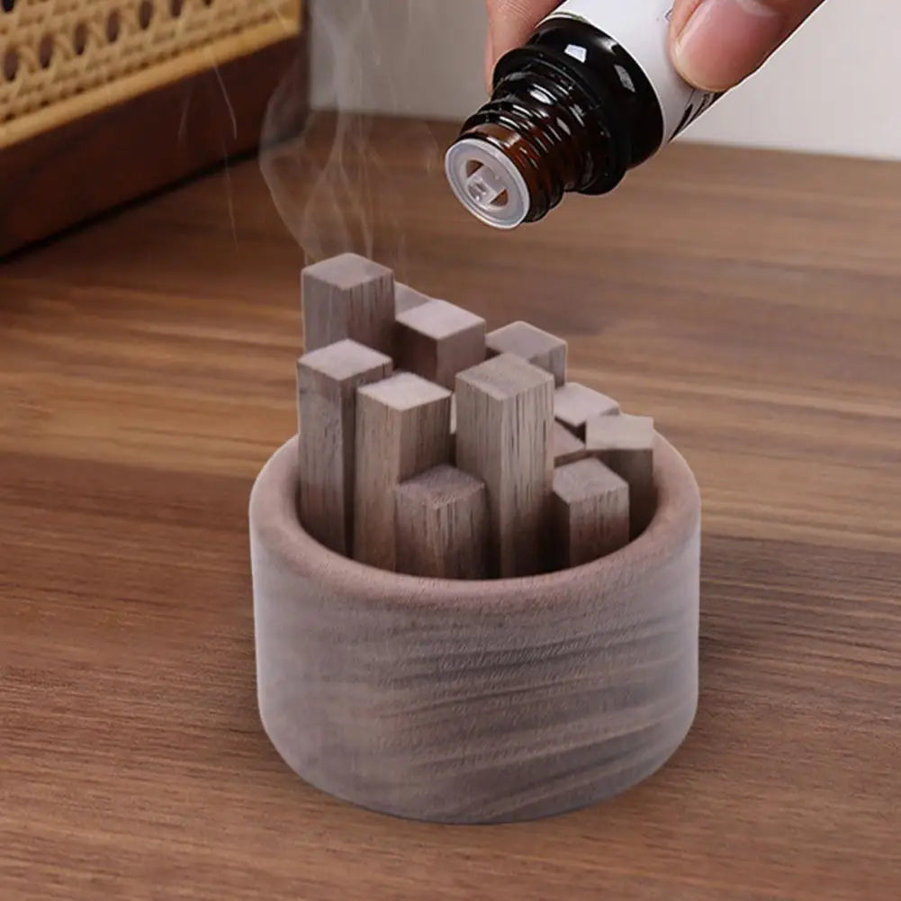 Essential Oil Diffuser Natural Wood Aromatherapy Diffuser with Essential Oil Sticks for Home Office Decoration Round Car