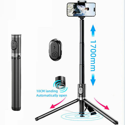 FANGTUOSI 1700mm Tripod Auto Pop Open Tripod Selfie Stick with Magnetic Bluetooth Remote Smart Phone Shooting phone holder