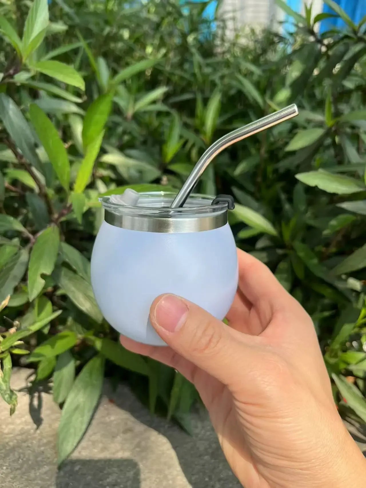 Creative 304 Stainless Steel Thermos Cup Mini Compact U-shaped Egg Cup Home with lid and straw to keep Cold Matai Cup