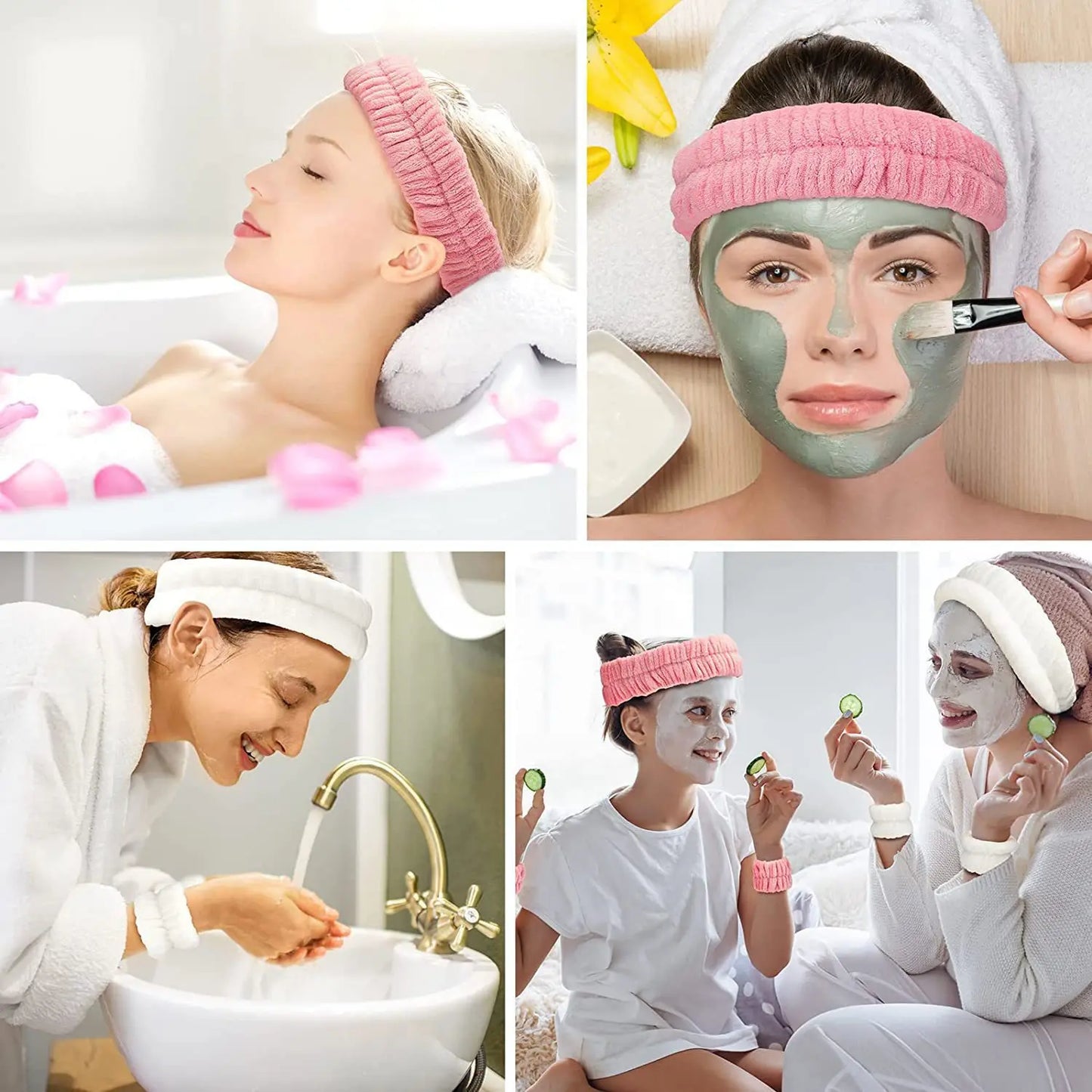 3 PCS Bow Headband And Wristband Set Soft Elastic Hairband Face Wash Makeup Skin Care Headband Spa Hair Band