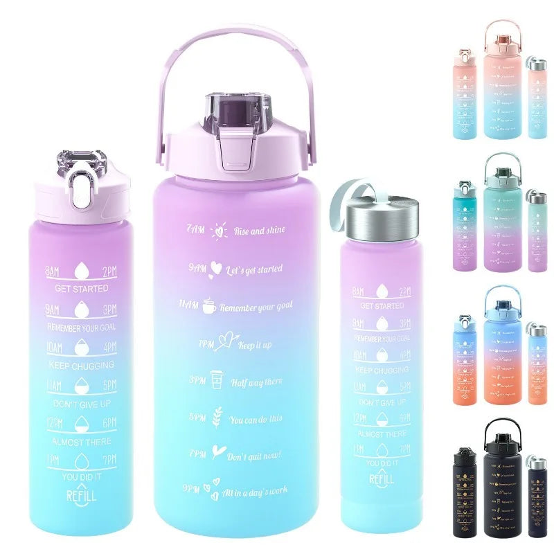 3-Piece Set Large Capacity Gradient Water Bottle