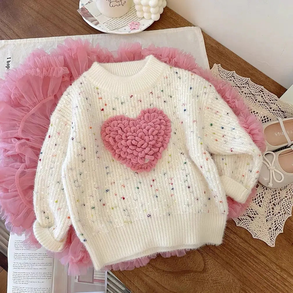 3-9Y Girls Mink Fleece Sweater Love