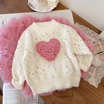 3-9Y Girls Mink Fleece Sweater Love