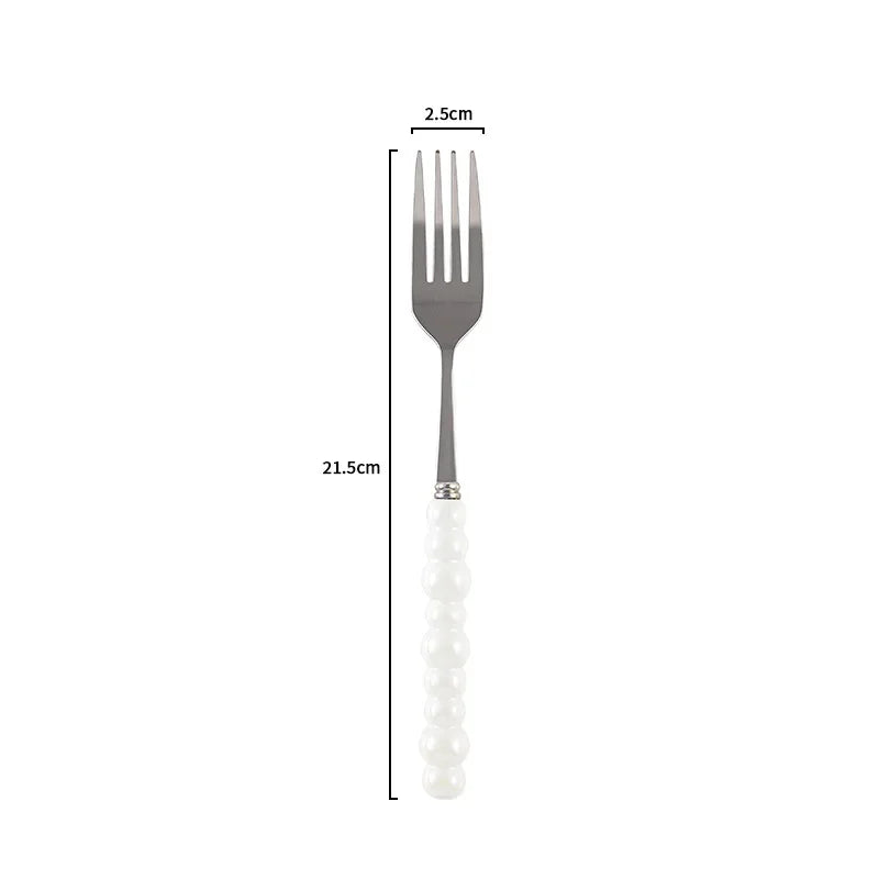 Ceramic Pearl Handle Cutlery Set Knife Fork Spoon Creative Cute Soup Spoon Western Food Steak Knife Spoon and Fork Set