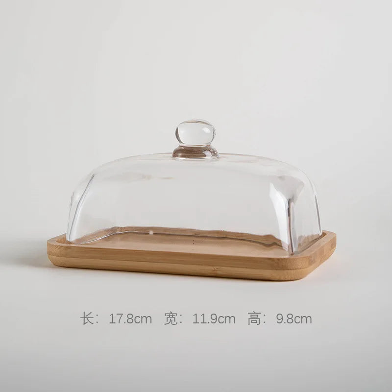 Bamboo and Wood Cake Plate Transparent