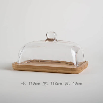 Bamboo and Wood Cake Plate Transparent