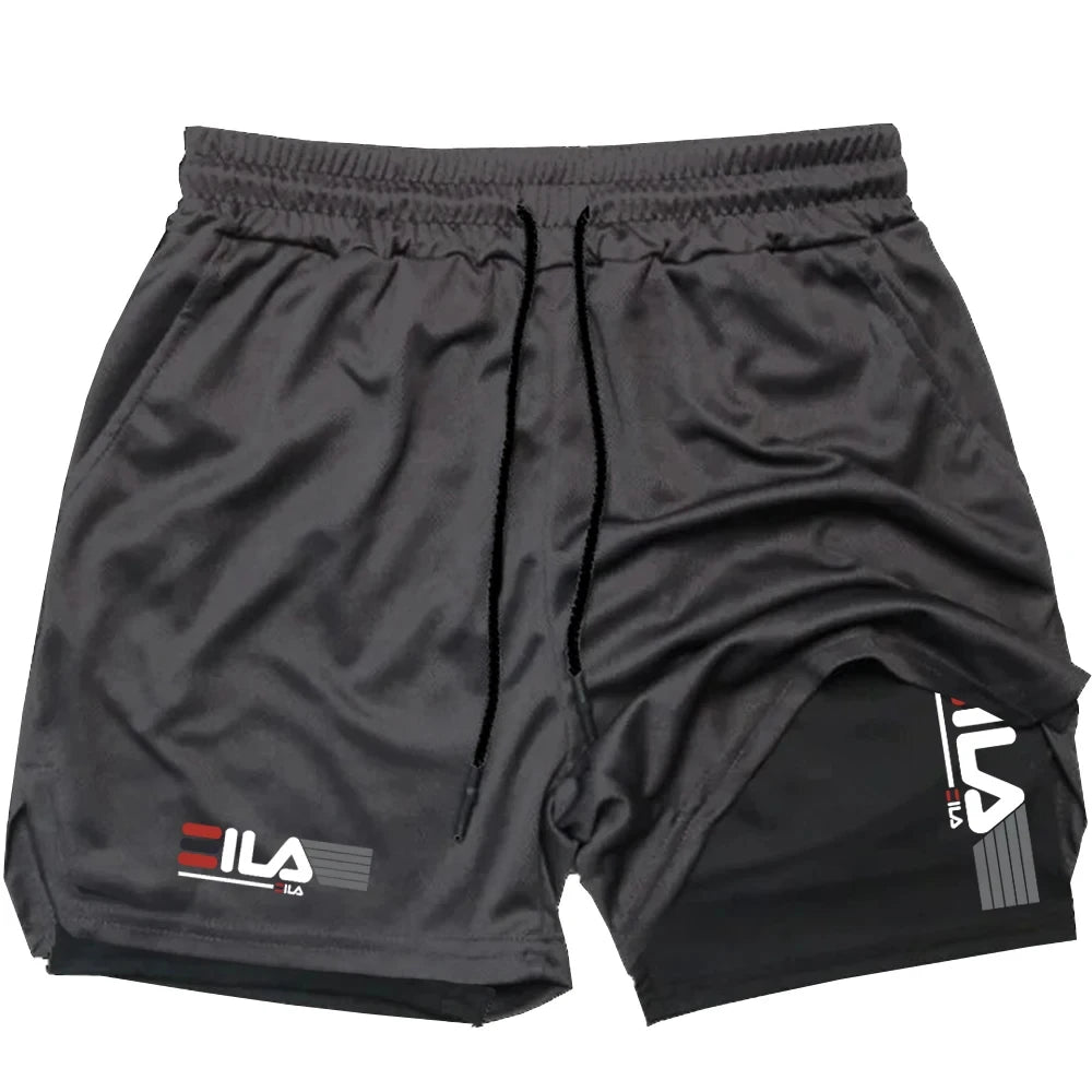 Shorts de running para hombre 2 en 1 de doble capa