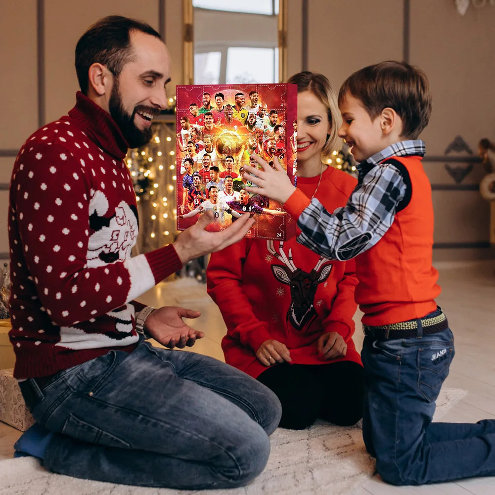 Sports Event Advent Calendar 2024 Collectible Christmas Calendar 24 Cute Characters Arrival Calendar for Adults Kids Soccer Fans