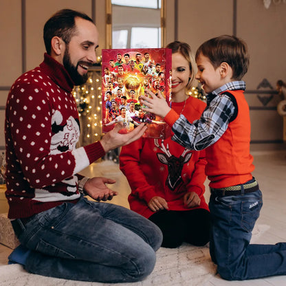 Sports Event Advent Calendar 2024 Collectible Christmas Calendar 24 Cute Characters Arrival Calendar for Adults Kids Soccer Fans