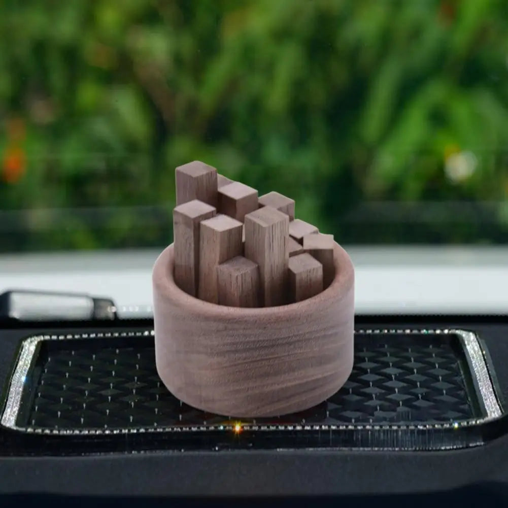 Essential Oil Diffuser Natural Wood Aromatherapy Diffuser with Essential Oil Sticks for Home Office Decoration Round Car