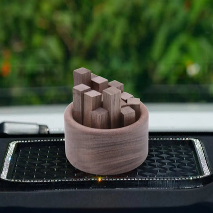 Essential Oil Diffuser Natural Wood Aromatherapy Diffuser with Essential Oil Sticks for Home Office Decoration Round Car