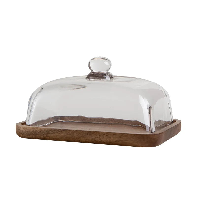 Bamboo and Wood Cake Plate Transparent