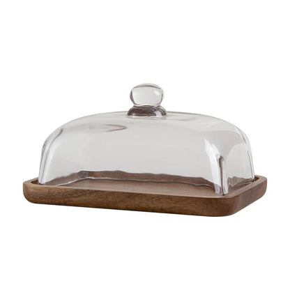 Bamboo and Wood Cake Plate Transparent