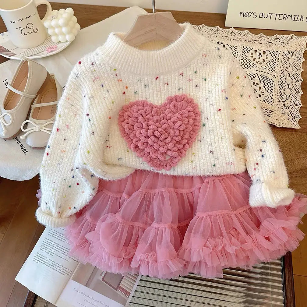 3-9Y Girls Mink Fleece Sweater Love