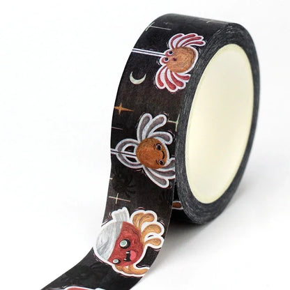 1pc 10M Deco Bat Rose Skull Black Cat Haunted House Halloween Masking Washi Tape Set for Scrapbooking Cute Journal Stationery