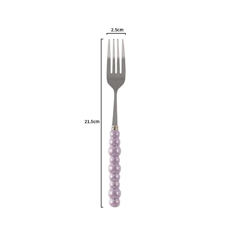 Ceramic Pearl Handle Cutlery Set Knife Fork Spoon Creative Cute Soup Spoon Western Food Steak Knife Spoon and Fork Set
