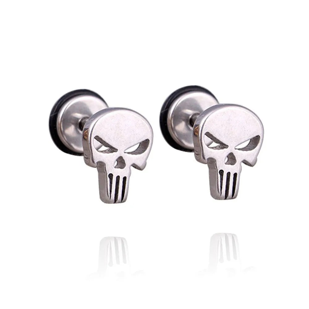 1 Pair Fashion Titanium Round Cake Stud Earrings For Men Women Halloween Pumpkin Head Earrings Stainless Steel Jewelry Evil Eye