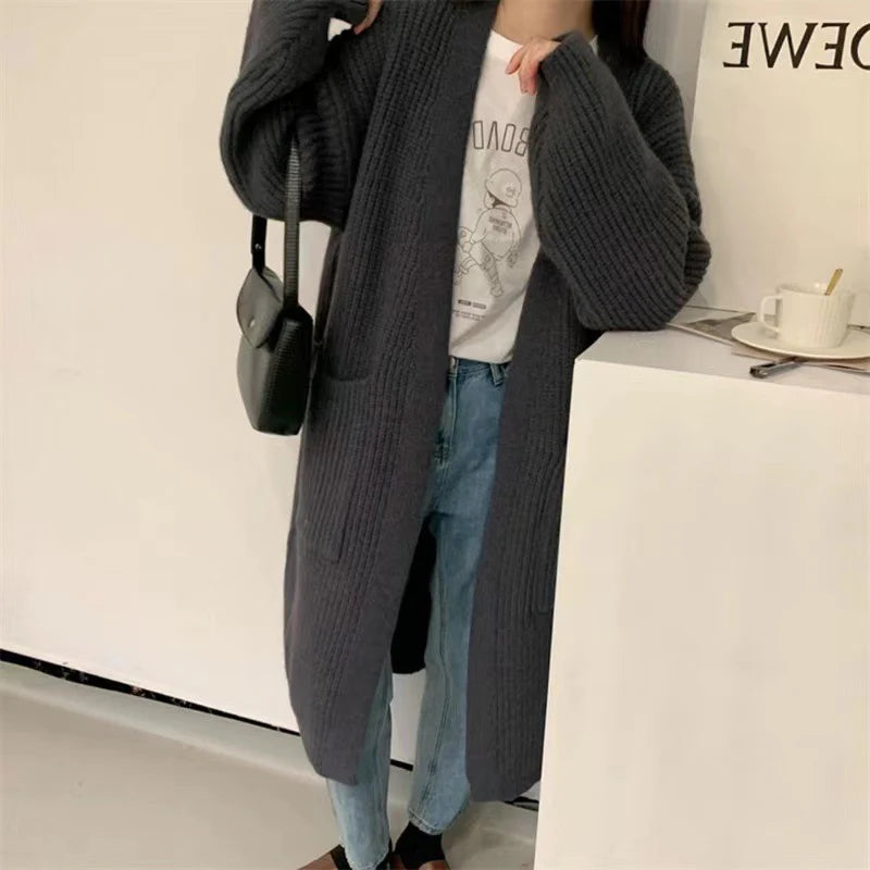 Oversized Loose Pocket Knitted Cardigan