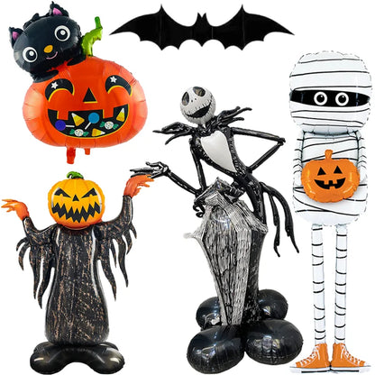 Hot Halloween Balloon Decoration Standing Hummy Pumpkin Ghost Witch Halloween Party Large Foil Balloon Inflatable Door Tree Deco