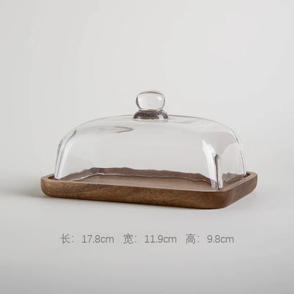 Bamboo and Wood Cake Plate Transparent