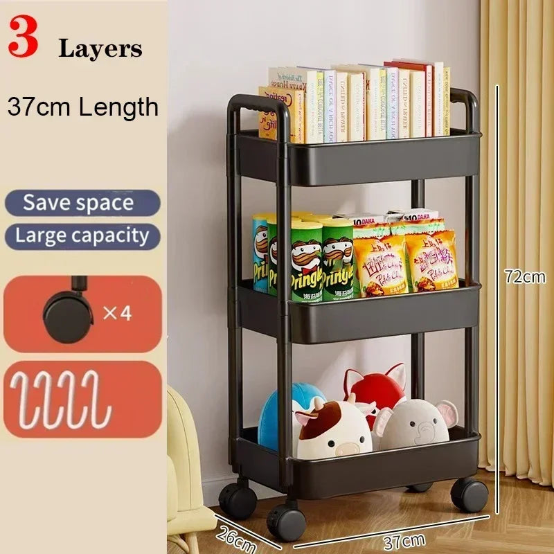 Kitchen Organizers And Storage Rack Household Cart With Wheels Multifunctional Home Accessories Mobile Rack Trolley Bookshelf