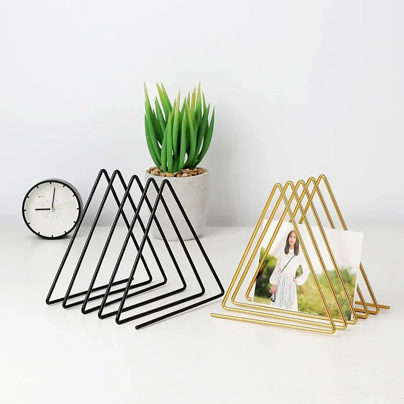 File Organizer Triangle Iron Art Creative Office Desktop Books Magazine Storage Newspaper Bookshelf Pen Holder Desk Decoration