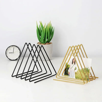 File Organizer Triangle Iron Art Creative Office Desktop Books Magazine Storage Newspaper Bookshelf Pen Holder Desk Decoration