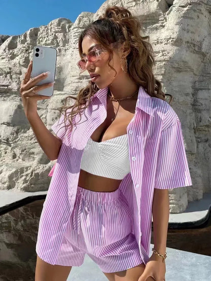 Spring Summer T-Shirt Top + Shorts Set