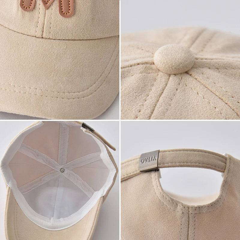 Spring Autumn Children Baseball Cap Suede Letter Baby Hat Outdoor Casual Boys Girls Kids Adjustable Sun Visor Caps