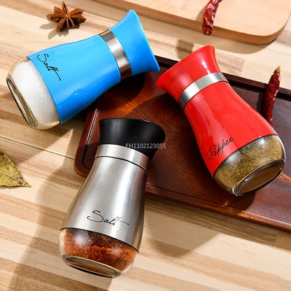 1PC Seasoning Shaker Glass Bottles Spices Storage Barbecue Condiment Jar Salt Pepper Boxes for Kitchen Gadget Tools Organizer