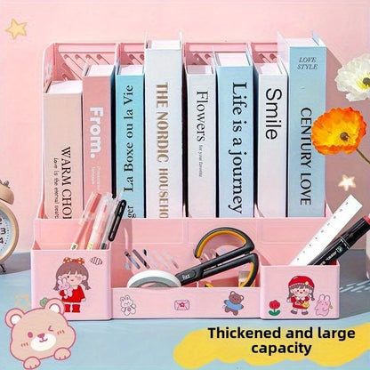 1pc Desktop File Organizer with 4 Compartments, Detachable Space-Saving Office Supplies and Document Storage Box