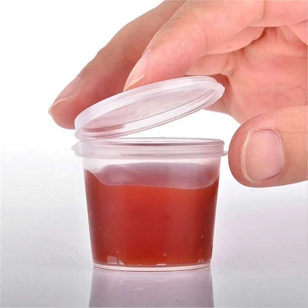 50pcs Sealed and Leak-proof Disposable Sauce Cup Sauce Cup Containers with Hinged Lids One-piece Sauce Dispensing Box Reusable