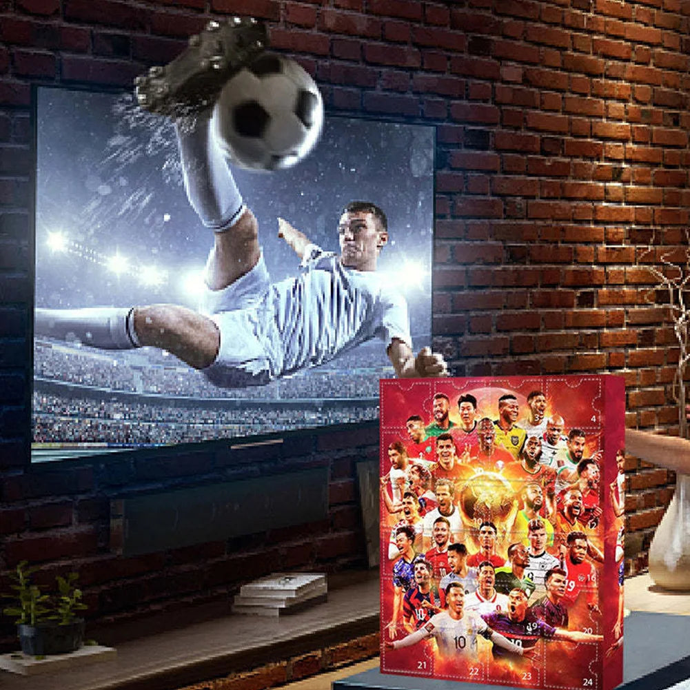 Sports Event Advent Calendar 2024 Collectible Christmas Calendar 24 Cute Characters Arrival Calendar for Adults Kids Soccer Fans