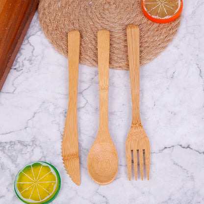 9 Pcs/Set cubiertos de Bamboo