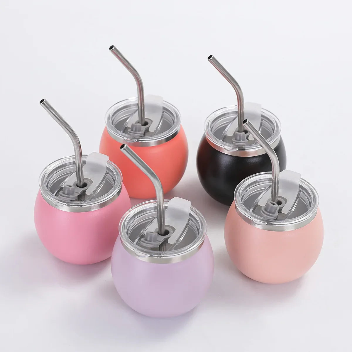 Creative 304 Stainless Steel Thermos Cup Mini Compact U-shaped Egg Cup Home with lid and straw to keep Cold Matai Cup