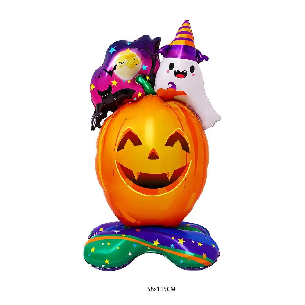 Hot Halloween Balloon Decoration Standing Hummy Pumpkin Ghost Witch Halloween Party Large Foil Balloon Inflatable Door Tree Deco