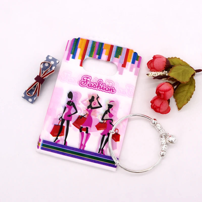 Wholesale 50Pcs/Lot Plastic Bag 9x15cm Small Boutique Storage Candy Jewelry Packaging Bag Plastic Gift Bags With Handle