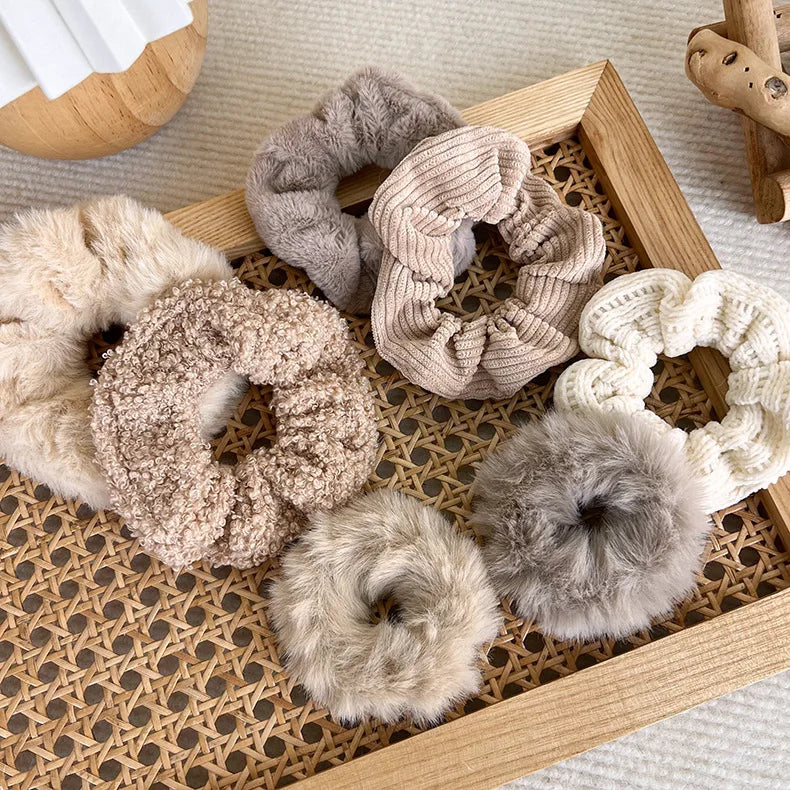 7/Pcs/Set Hair Rope Autumn Winter Furry