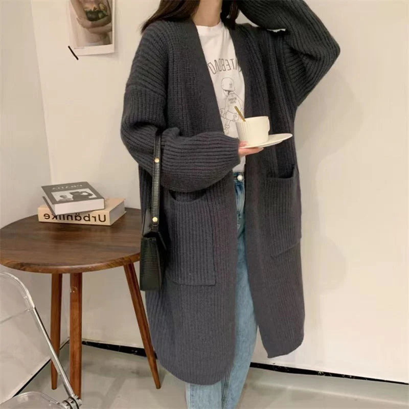 Oversized Loose Pocket Knitted Cardigan