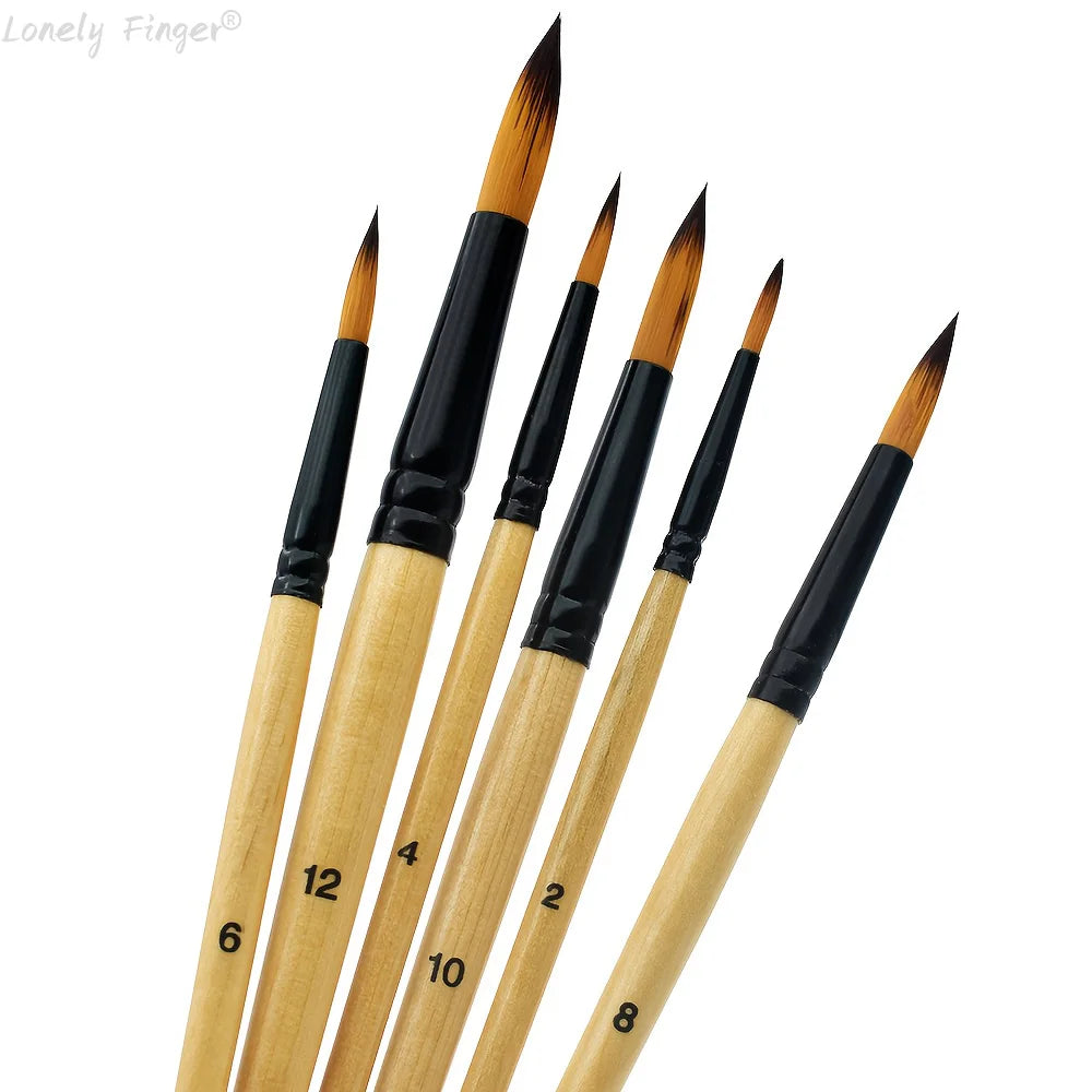 6pcs Professional Round Paint Brushes