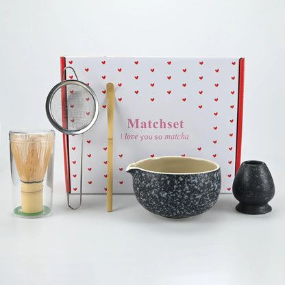 Matcha Whisk Set - Matcha Bowl and Bamboo Matcha Whisk, Tea Strainer, Scoop, Spoon, Sifter, Whisk Holder, Matcha Making Kit For