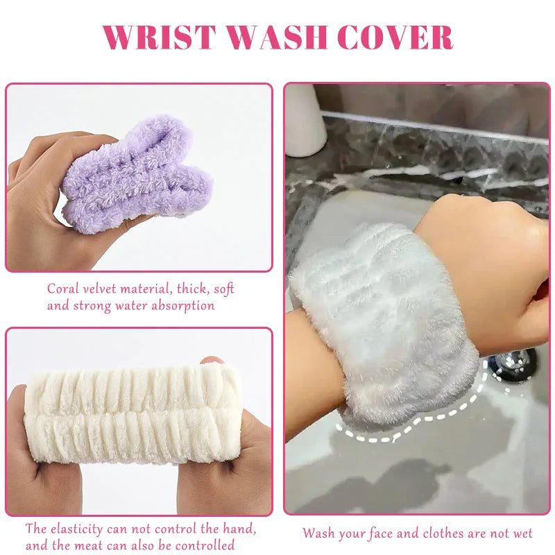 Coral Velvet Facial High-Elastic Makeup Hairband Face Wash Wristband
