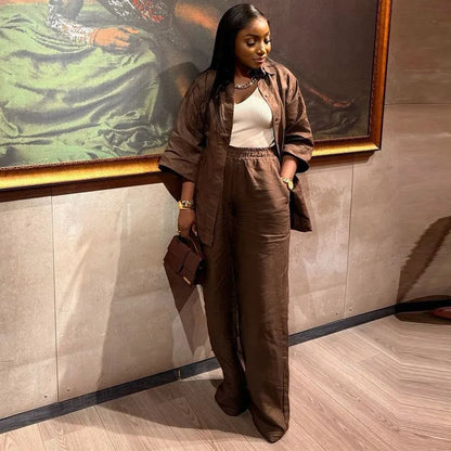 Casual shirt long pants two-piece set