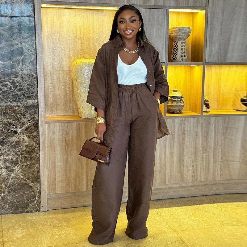 Casual shirt long pants two-piece set