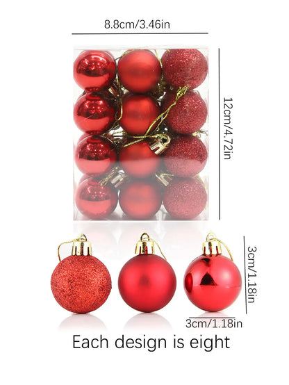 24pcs Christmas ball decorations Christmas Holiday party House decoration ball Christmas tree red ball pendant